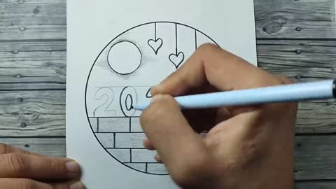 Easy drawing | Drawing 2024 in an easy way for beginners