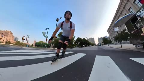 Speeding Through the City - Inline Skating Urban Flow Skate-8