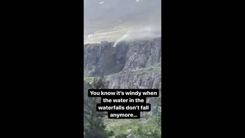 Incredible winds force waterfall to flow up into the air