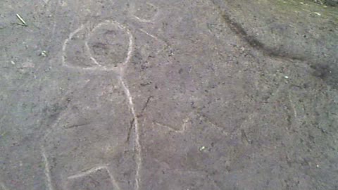 1st PETROGLYPH (cleaned up) Swastika, Map, Woman on Virginia's Farm Pena Blanca Ecuador