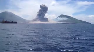 Volcanic eruption produces a shockwave that blows clouds away