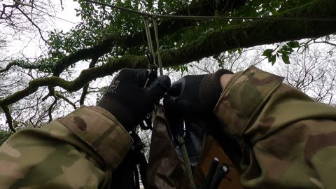 Attaching the tarp to the ridgeline. POV GoPro 22nd March 2023