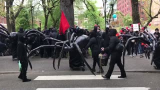 May 1 2017 Portland may day 1.1 Antifa with large spiders