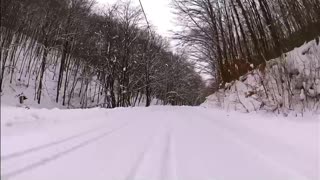 Snowy landscape accompanied by relaxing music