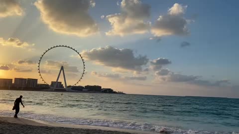 Dubai Eye Beach Sunset with Waves
