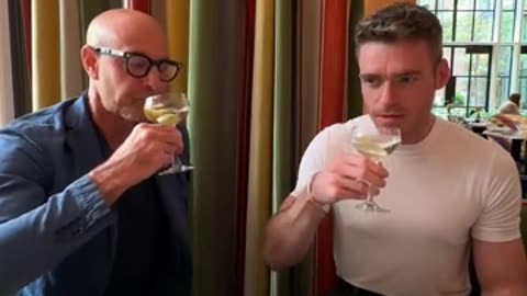 Richard Madden and Stanley Tucci post video together making a toast