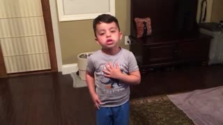 Young Man Doing The Pledge of Allegiance