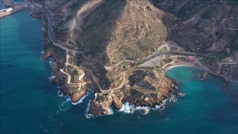 fortress complementary santa ana battery aerial view cartagena bay coastline spain