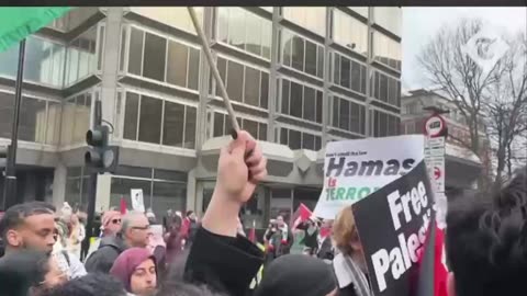 Counter protester arrested shortly after revealing Hamas is a terrorist sign