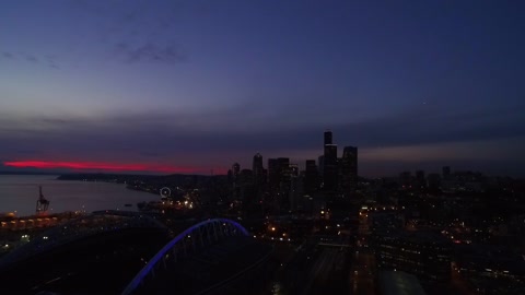 Drone captures beautiful Seattle sunset