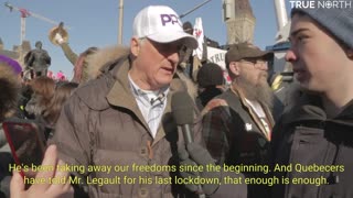 Elie Cantin-Nantel speaks with Maxime Bernier at freedom convoy