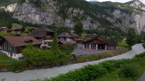 The beautiful Lauterbrunen Valley in Switzerland, a summer hiking trip