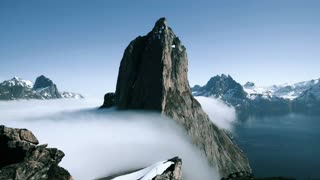 Beautiful foggy mountain top
