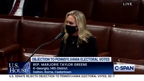 Rep. Marjorie Taylor Greene Objects to the Electoral Votes of Pennslyavnia