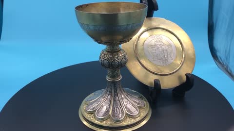 Antique Sterling Chalice for sale H-152 24” baroque candlesticks - Fynders Keepers Brokerage and Church Supply