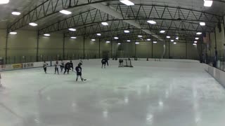 Kid hockey referee slip lands butt