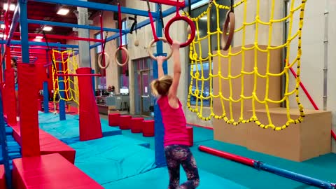 NINJA WARRIOR KIDS COURSE Addie Mae Plays On The Obstacle Course