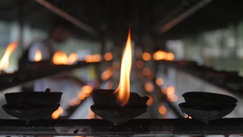 Oil Lamp in Temple