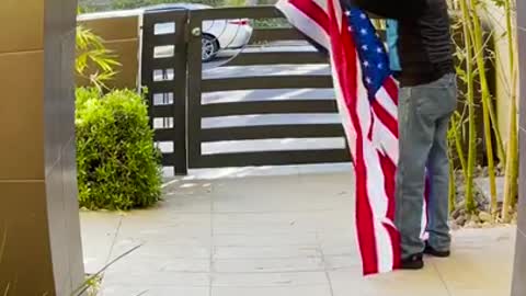 Delivery Man Who Is A Wounded Military Veteran Folds & Salutes Flag.