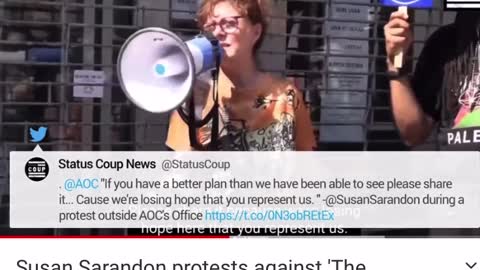 Susan Sarandan Protests "The Squad" Outside AOC's Office