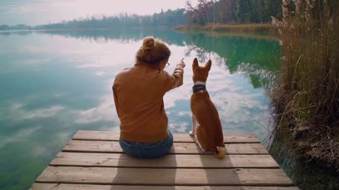 Puppy by the lake