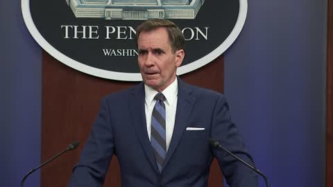 Pentagon Press Secretary John Kirby briefs the media in the Pentagon Briefing Room