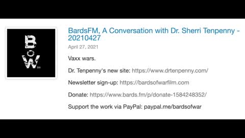 Apr 27 2021 - Dr Sherri Tenpenny w/ BardsFM - The Vaccinated Are Now Affecting The Unvaccinated