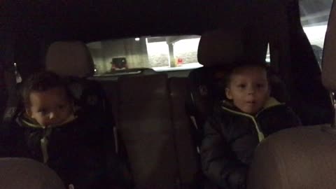 Twin boys dancing and screaming for target