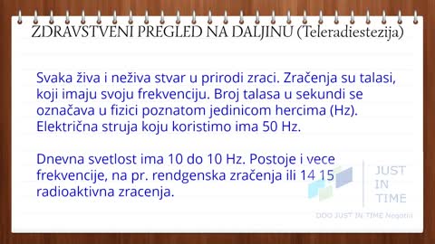 MERENJE ŠTETNIH ZRAČENJA NA DALJINU i ZDRAVSTVENI PREGLED NA DALJINU (Teleradiestezija)