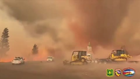 Moment fire TORNADO hits California wildfire site as Golden State braces for ANOTHER heatwave