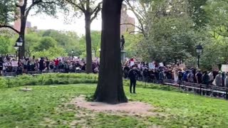 NYC Protesters marching through Washington Square Park