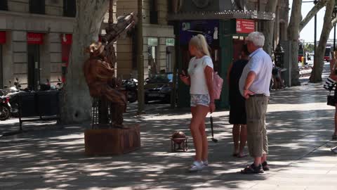 Unique Show ' using coin for guy to use his telescope '