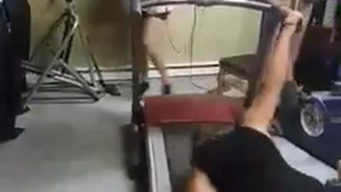 Treadmill skateboarding faceplanted by sleeping bag