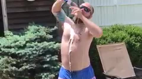 Weed whacker beer shotgun