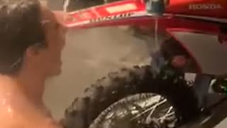 Drinking From a Dirt Bike Exhaust