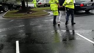 Guy in Handcuffs Attempts to Run After Totaling Car