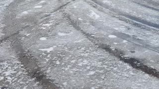 Harper gets pulled by RC truck on icy street