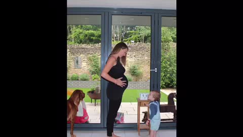 Cute pregnancy time lapse with excited toddler