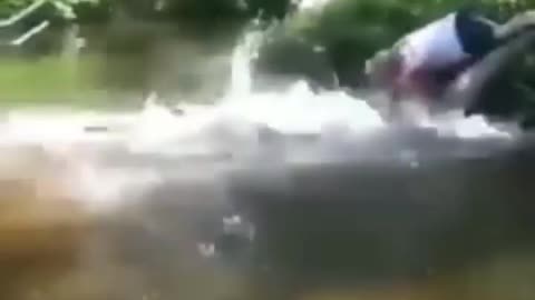 Girl terrible fall into river