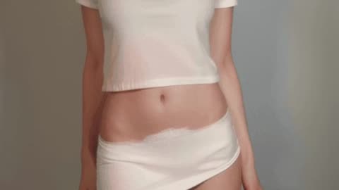 realistic shot of a young woman with a short skirt . ai shorts