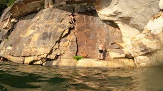 Rock climb up, 1 footed frontflip down.