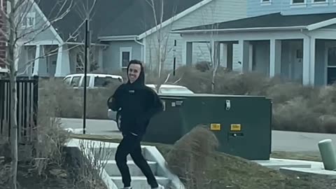 Man Has Fun With Tumbleweeds During Windstorm