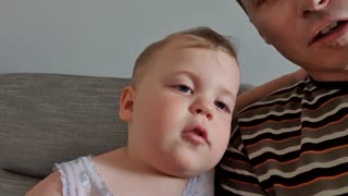 Father teaches 2 year old to say "play with me"