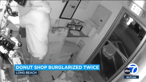 A Long Beach doughnut shop was hit by burglars twice in the same night.
