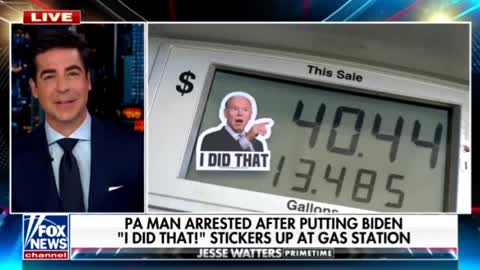 Pennsylvania man arrested for putting stickers Biden 'I did that' stickers on gas pumps..