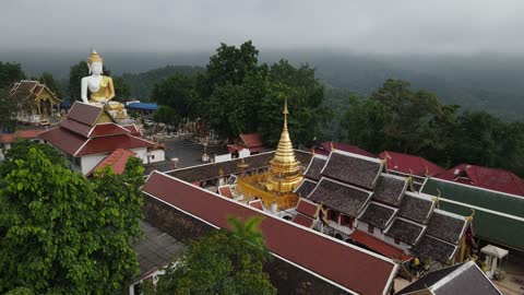 Drone View of Wat Phra That Doi Kham - Chiang Mai