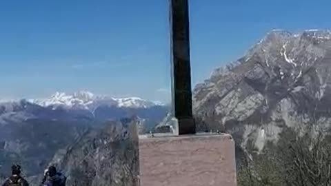 A war monument on top of the mountain