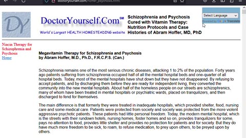 The Orthomolecular Treatment of Schizophrenia