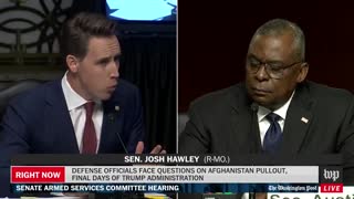 Sen. Hawley calls out Sec. Austin for leaving Americans behind in Afghanistan.