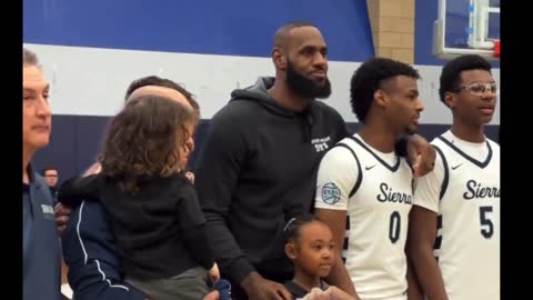 Lebron James at son bronny final game as a high school senior